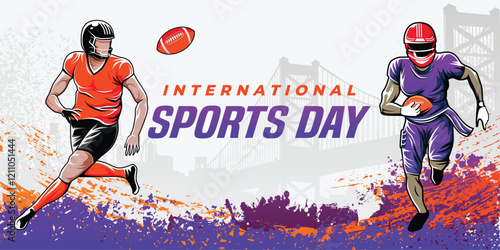 American football sport background vector. international sports day banner background 