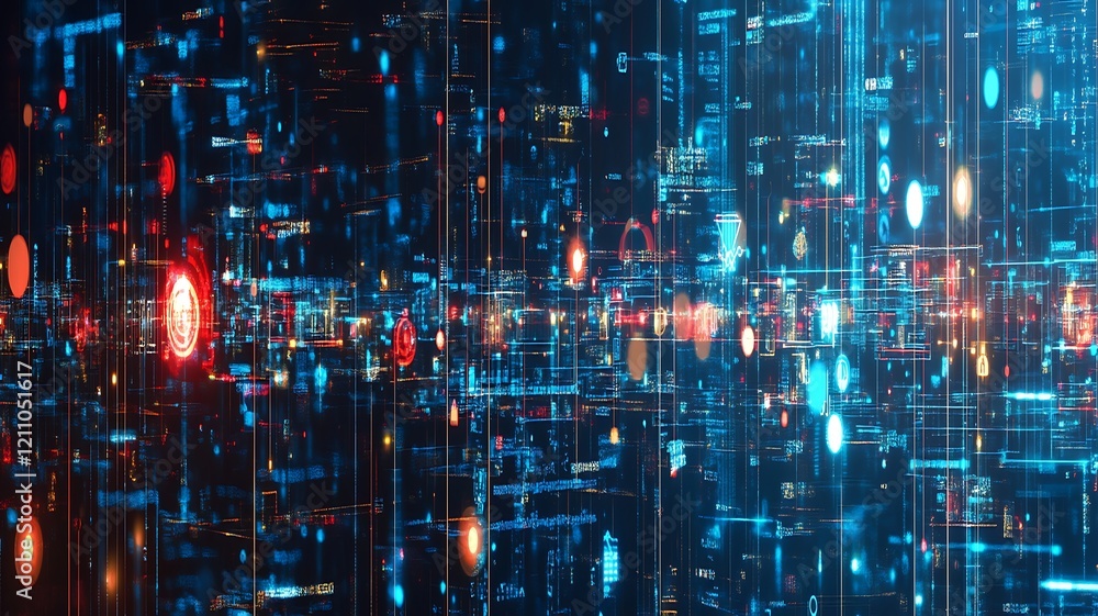 Fototapeta premium Abstract Digital Data Stream Network Visualization