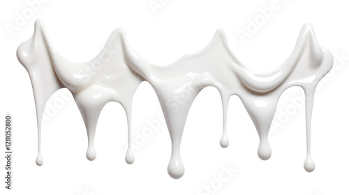 Dripping milk isolated on transparent white background, clipping path, Png file