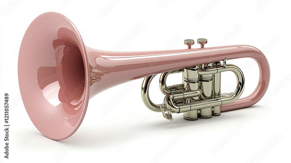 Obraz premium Elegant Light Pink Trumpet with Gold Valves on White Background