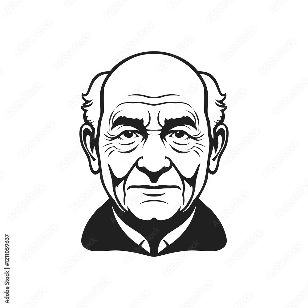 Illustration of a Bald Man Illustration of a Bald Man