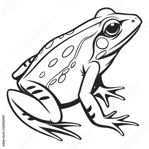 frog black outline, vector drawing PNG