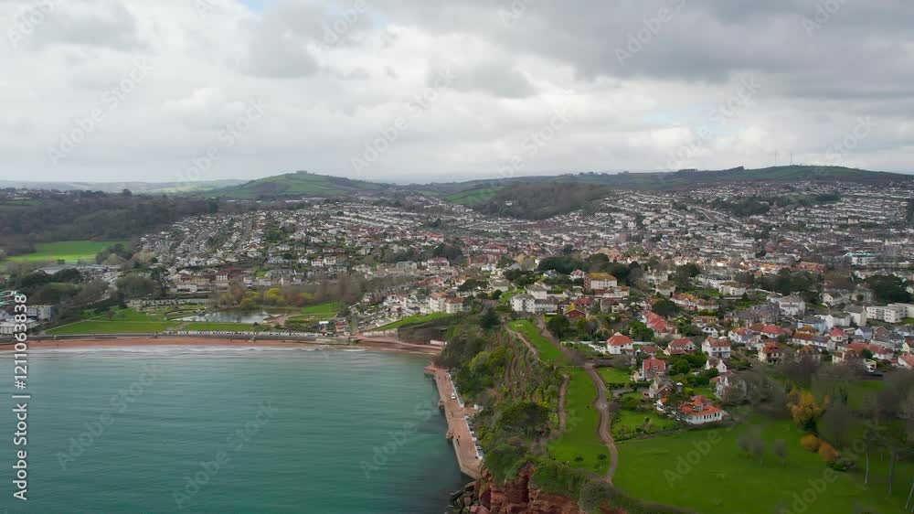 Roundham Head and Goodrington Promenade from a drone, Paignton, Devon, England Roundham Head and Goodrington Promenade from a drone, Paignton, Devon, England