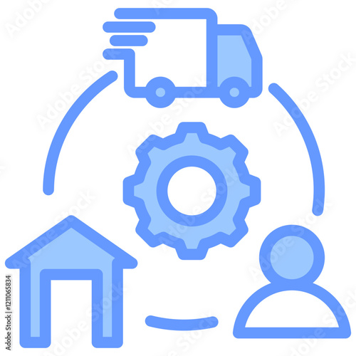 Supply Chain Blue Icon