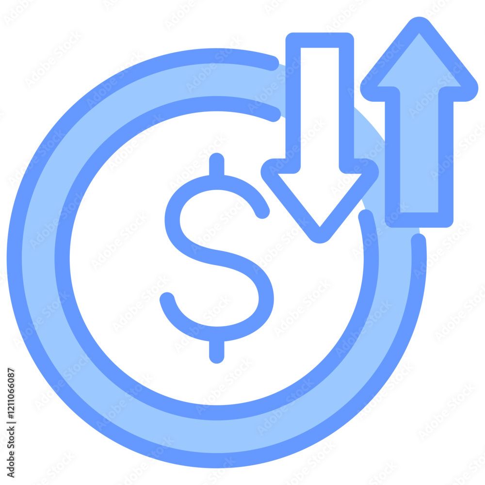 Currency Fluctuation Blue Icon Currency Fluctuation Blue Icon
