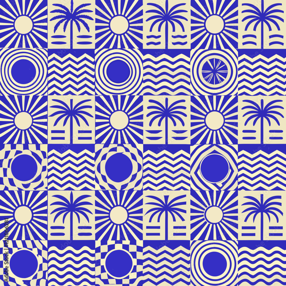 geometric pattern, blue and cream color scheme geometric pattern, blue and cream color scheme
