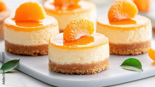 Mini Mandarin Orange Cheesecakes Baked with Delightful Citrus Flavor