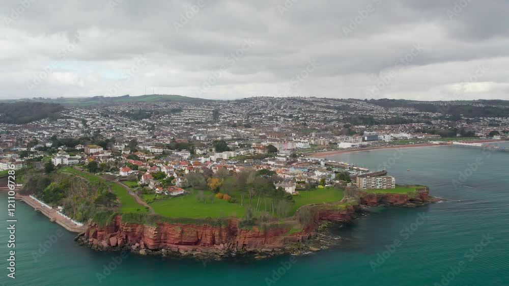 Roundham Head and Goodrington Promenade from a drone, Paignton, Devon, England Roundham Head and Goodrington Promenade from a drone, Paignton, Devon, England