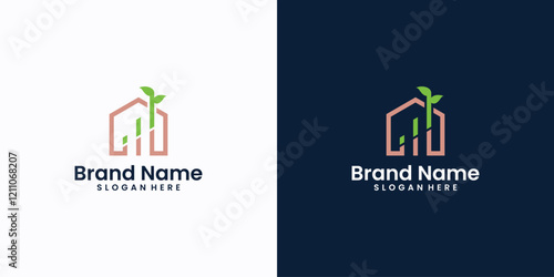 Eco Green House, Natural Home Logo Design Template Vector Illustration