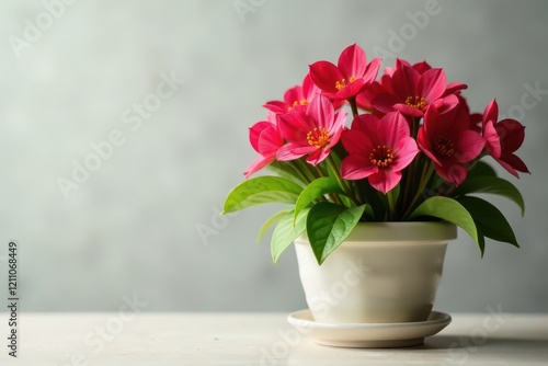 Wallpaper Mural White petals cradle delicate red blooms in elegance, petal, flowers, flowerpot Torontodigital.ca