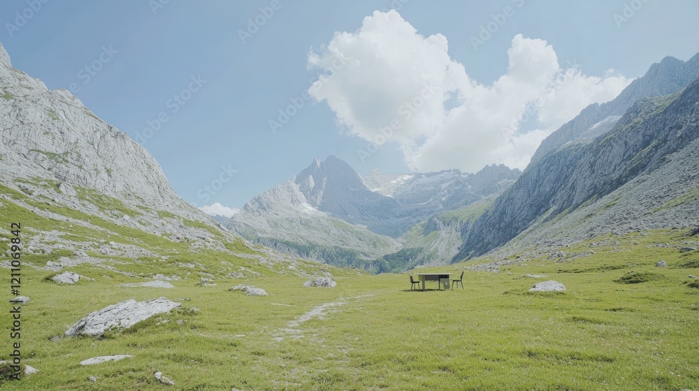 Solitude in the Majestic Alps: A Table for Two Amidst Nature's Grandeur Solitude in the Majestic Alps: A Table for Two Amidst Nature's Grandeur
