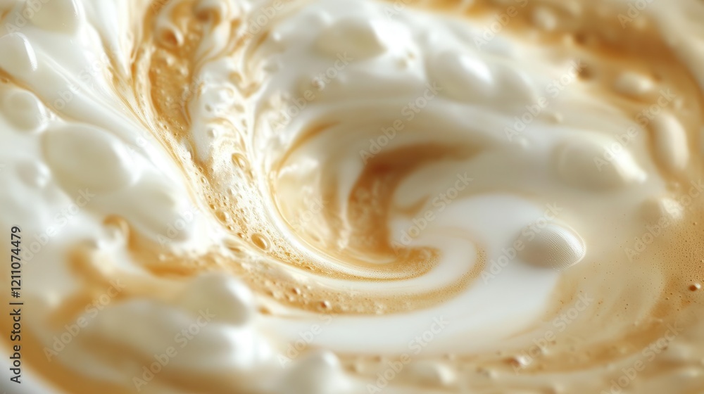 velvety cappuccino swirls in pure white ceramic cup, rich coffee tones meeting cloud-like milk foam in mesmerizing patterns, macro photography velvety cappuccino swirls in pure white ceramic cup, rich coffee tones meeting cloud-like milk foam in mesmerizing patterns, macro photography
