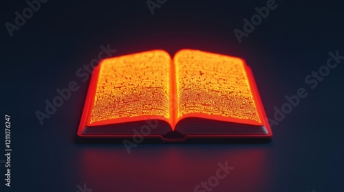 Digital Literacy Education Skills concept. Glowing Holy Bible in the Darkened Background with Radiant Illumination