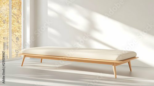 Beige Upholstered Bench Sit...