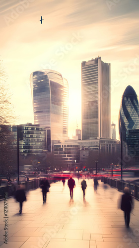 Cityscape with blurred peop...