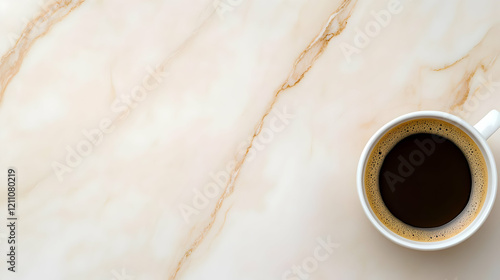 A Cup of Coffee Sits on a M...