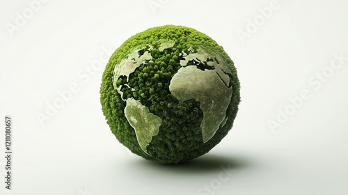 notion of ecology Sustainable green eco-friendly creative idea concept design, Earth Day, and a green globe with a forest environment ,Full depth of field, isolated on white background