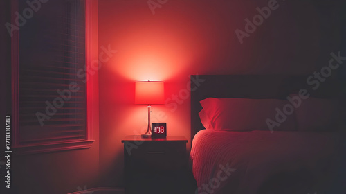 Red-lit Bedroom at Night wi...