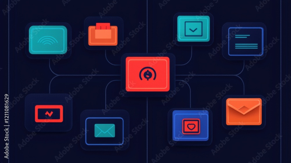 Digital Payments Fintech Security concept. Interconnected Digital Wallets and Security Icons for Modern Finance and Commerce Digital Payments Fintech Security concept. Interconnected Digital Wallets and Security Icons for Modern Finance and Commerce