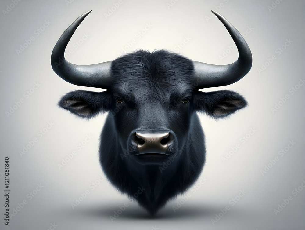 Majestic Black Bull Head Portrait: A Symbol of Strength and Power Majestic Black Bull Head Portrait: A Symbol of Strength and Power