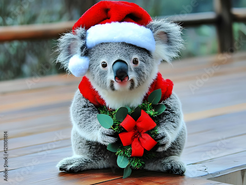 Adorable Koala Wears Santa ...