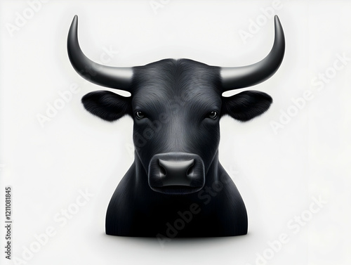 Majestic Black Bull Head wi...