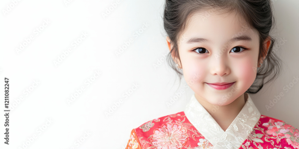 A young Korean girl in traditional hanbok, generative AI A young Korean girl in traditional hanbok, generative AI