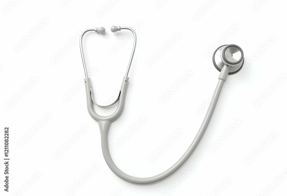 New stethoscope on white background, top view. Medical instrument New stethoscope on white background, top view. Medical instrument