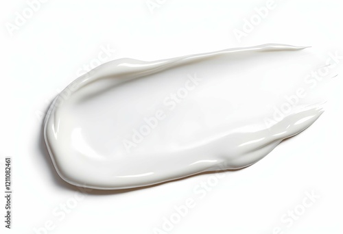 White cosmetic cream texture. Lotion smear. Creamy skincare product swatch isolated on white background