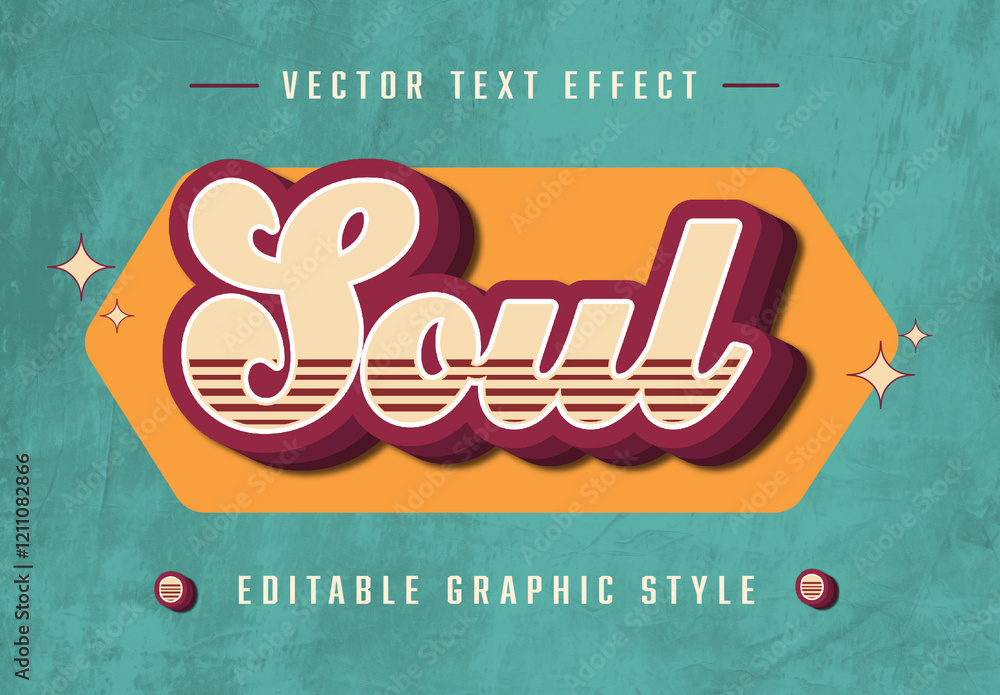 Beige Striped Retro Text Effect Stock Template | Adobe Stock