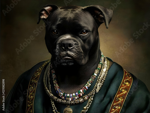 Majestic Black Dog Adorned ...