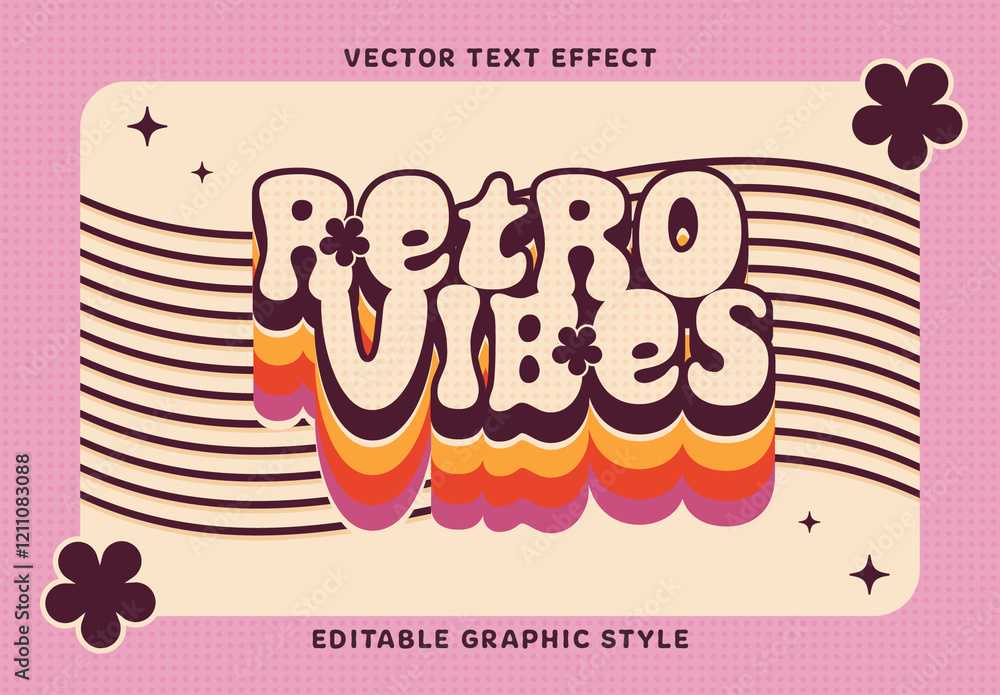 Cream And Brown Retro Text Groovy Font 70s Text Effect Stock Template ...