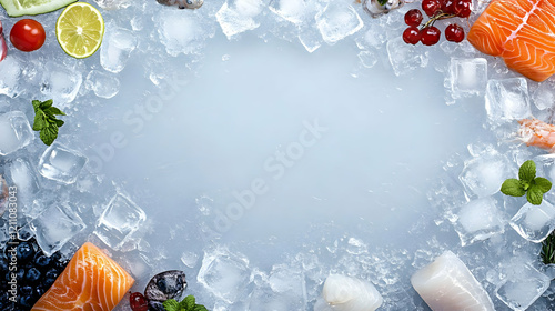 Fresh Seafood and Fruits on...