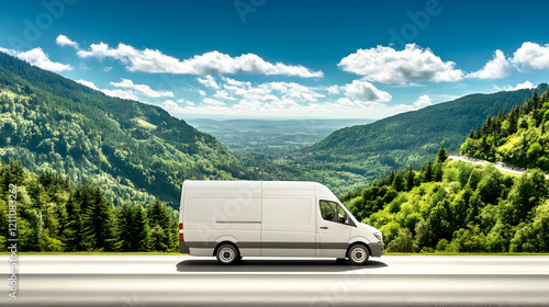 White Delivery Van Drives o...