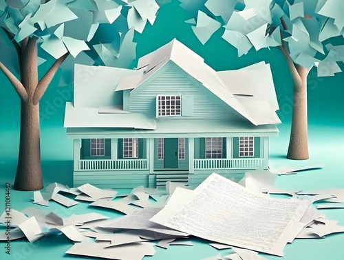 3D Paper House Model with C...