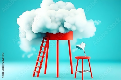 Red Platform with Ladder an...