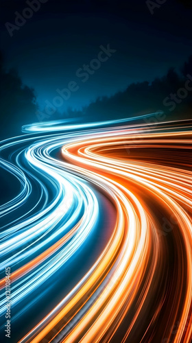 Abstract Light Trails Flow ...