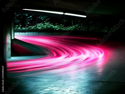 Pink Light Trails Curve Thr...