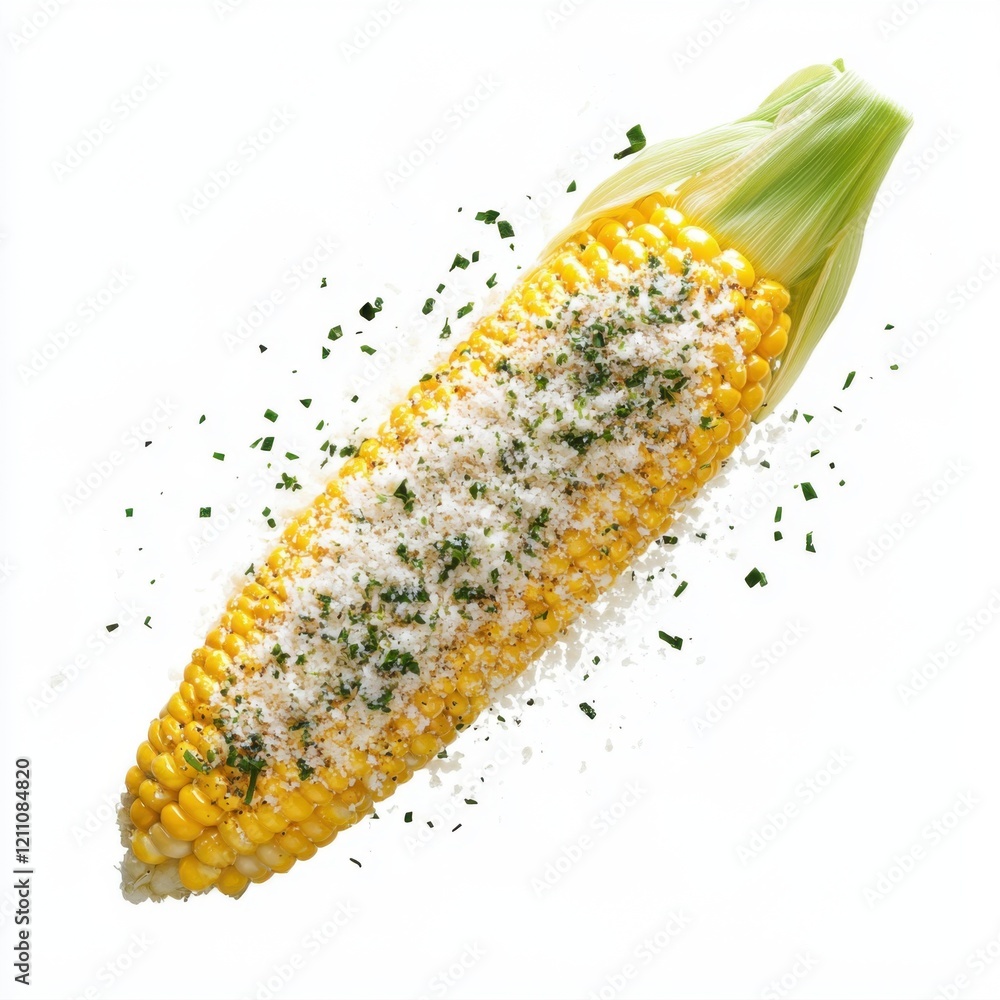 Fototapeta premium Charred corn coated with garlic herb 