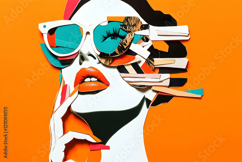 Collage Art of Woman Wearin...
