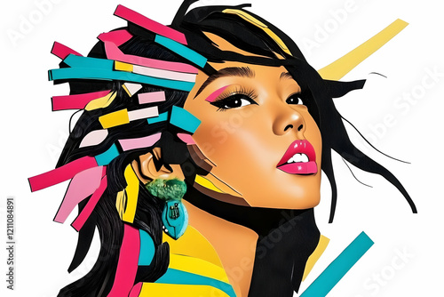 Stylish Woman with Colorful...