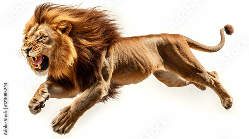 Aggressive Male Lion Leaps ...