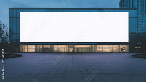 Blank billboard on modern b...