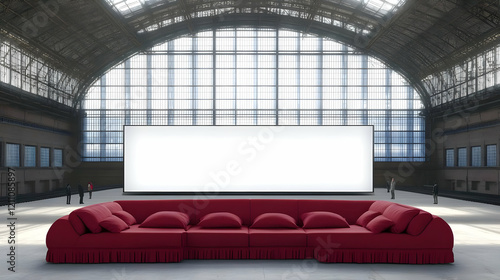 Large Red Sofa in Front of ...