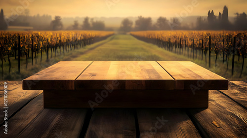 Empty wooden table top on a...