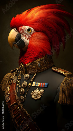 Majestic Red Parrot Adorned...