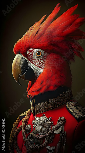 Majestic Red Parrot in Orna...