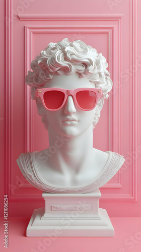 White Bust Wears Pink Sungl...