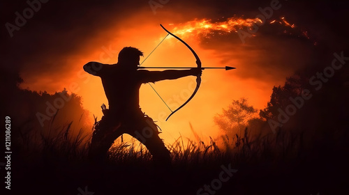 Archer Silhouette Fires Fla...