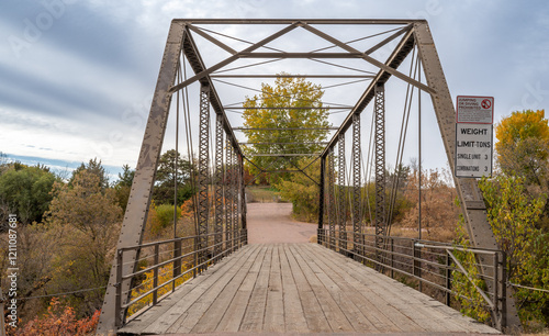 Foot bridge crossing at Palisades State Park in Garretson, South Dakota photo